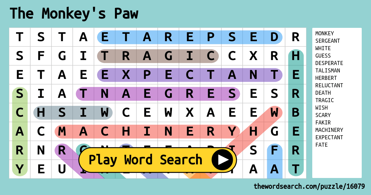 the-monkey-s-paw-word-search