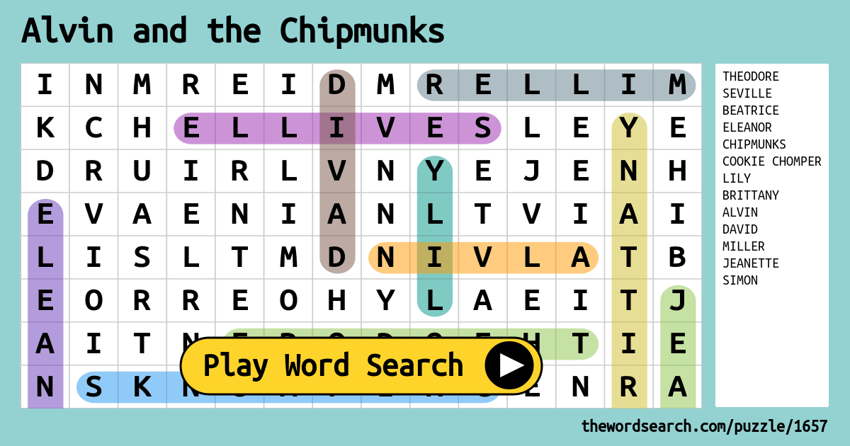 Alvin And The Chipmunks Word Search