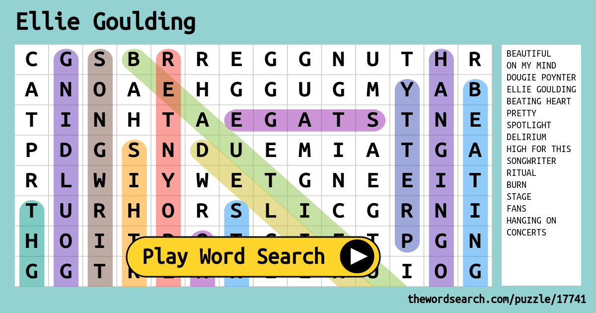 Ellie Goulding Word Search