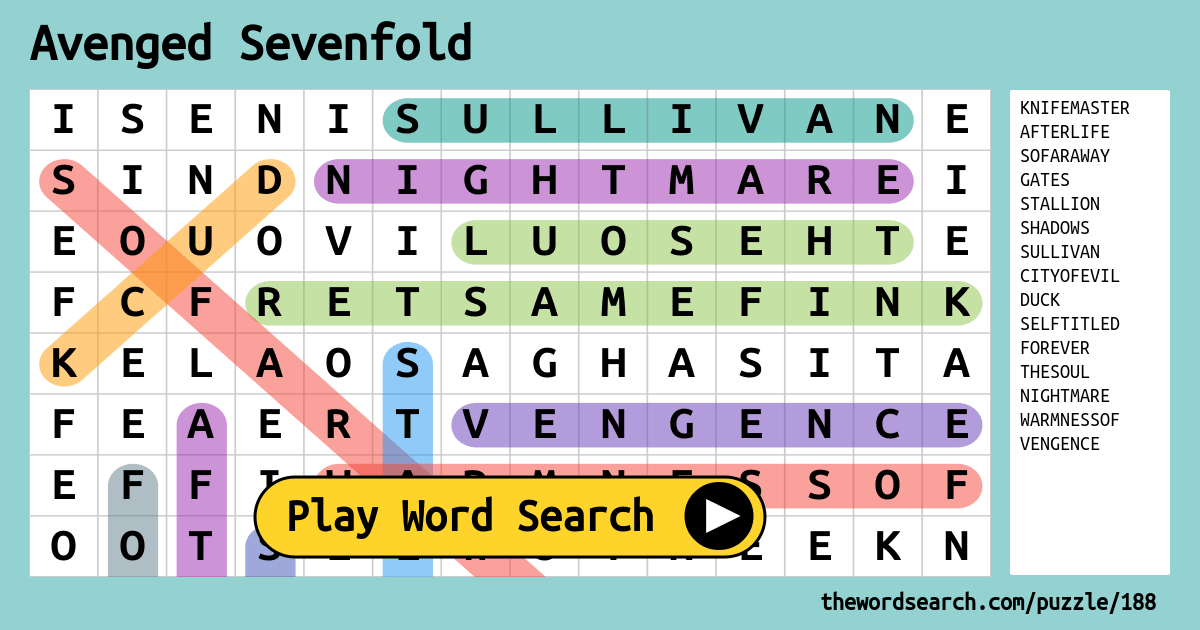 avenged-sevenfold-word-search