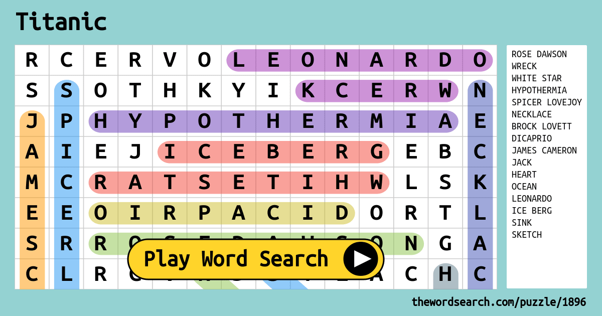 Titanic Word Search