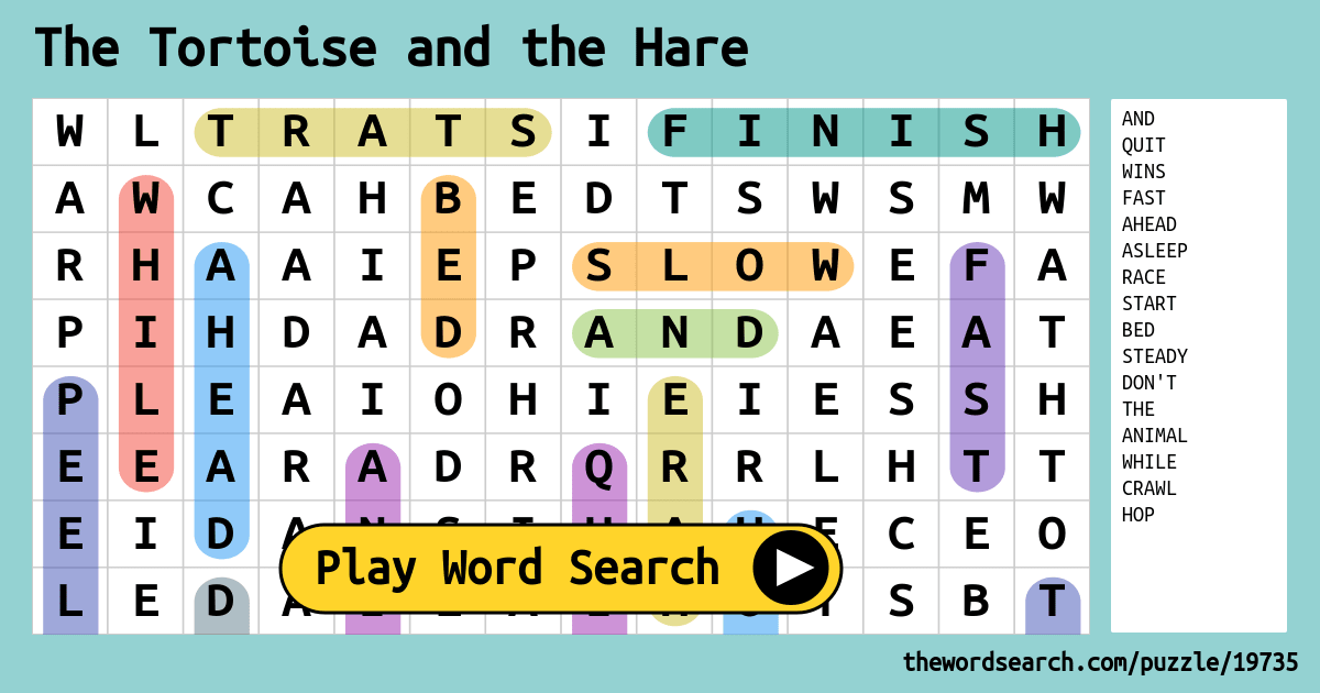 The Tortoise and the Hare Word Search