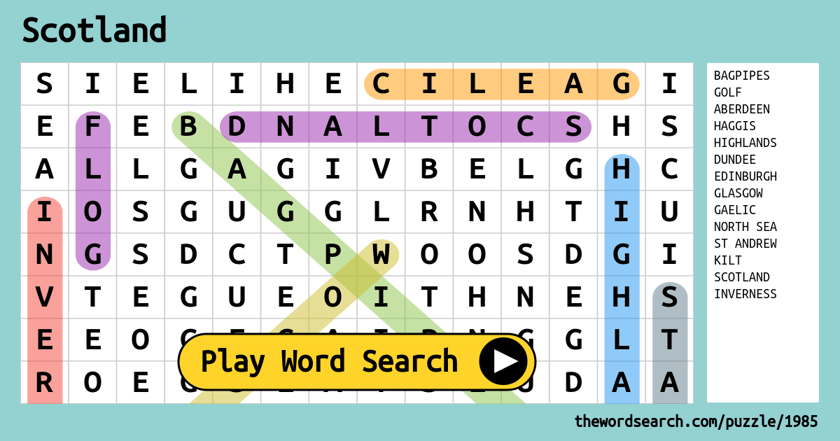 Scotland Word Search