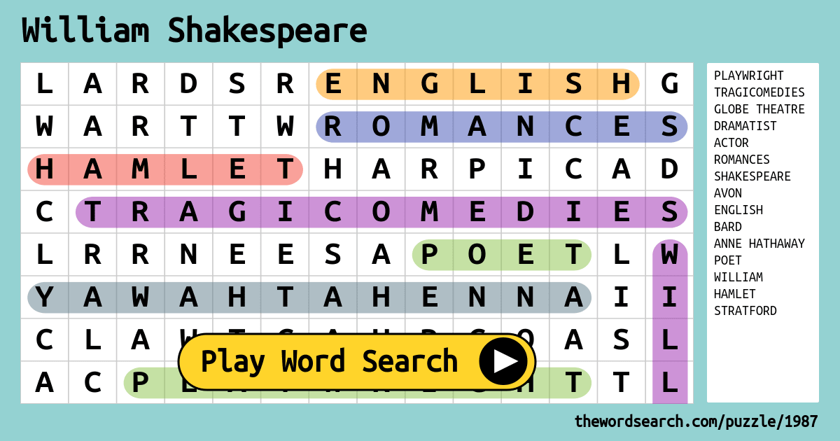 william-shakespeare-word-search