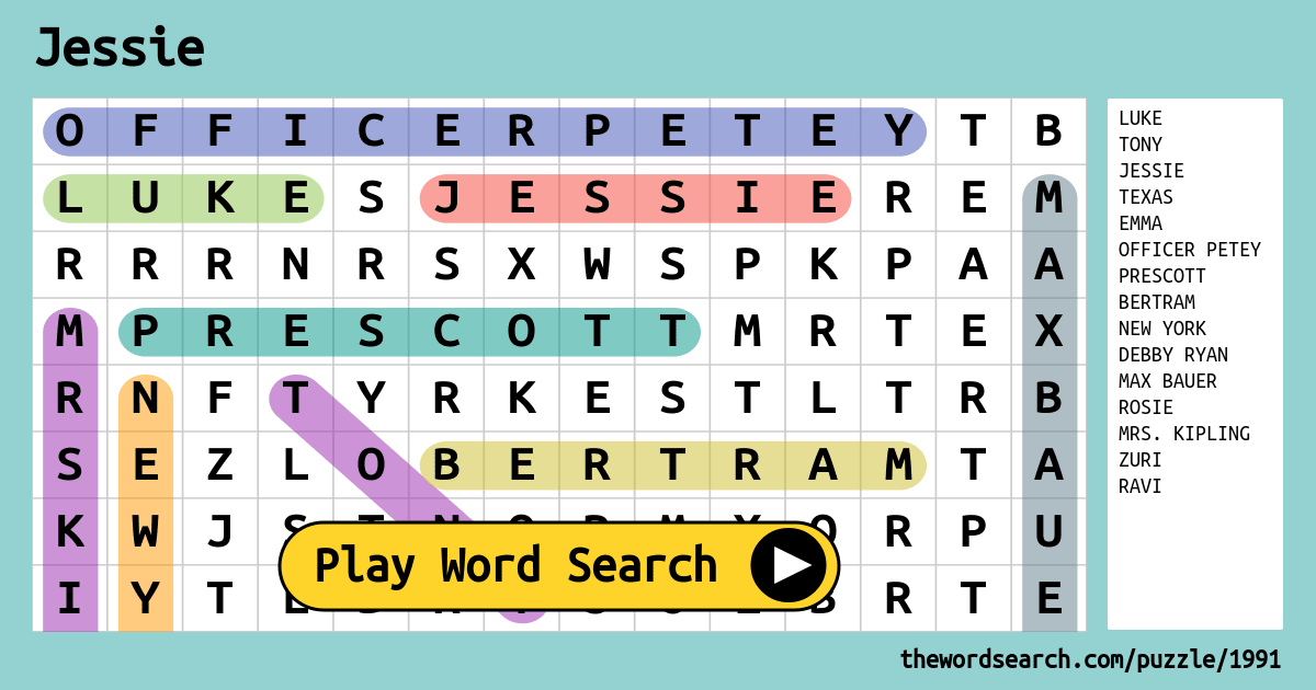 Jessie Word Search