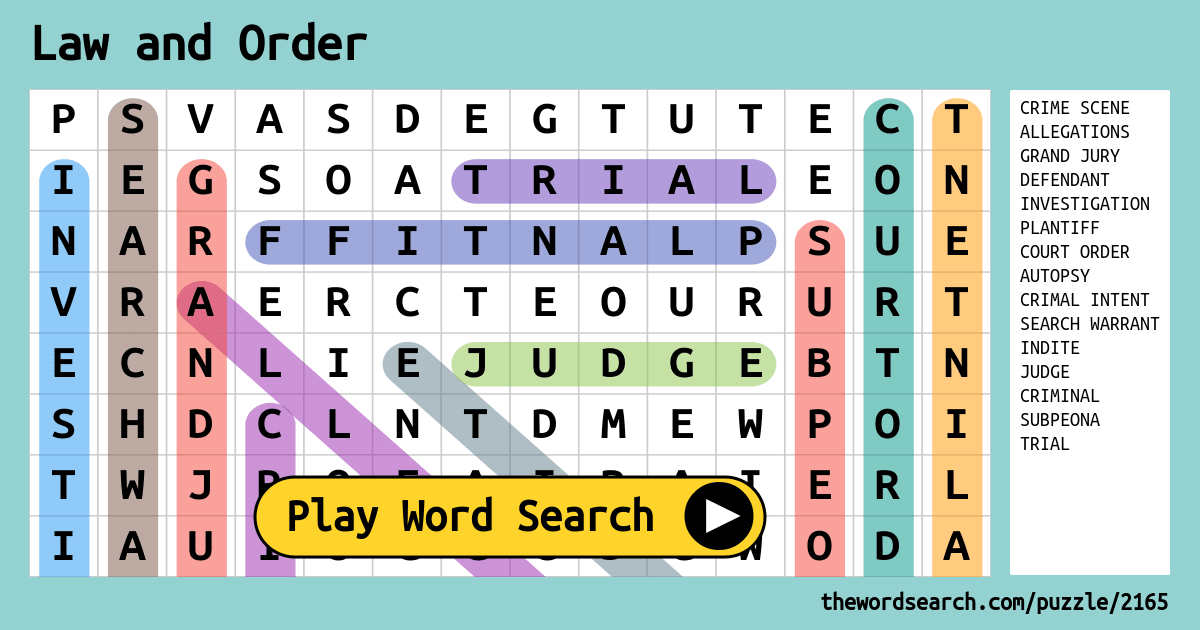 Law And Order Word Search