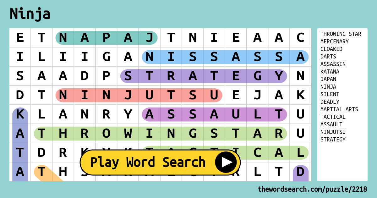 Ninja Word Search