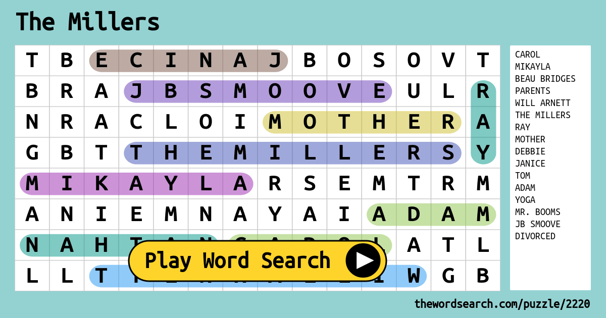 The Millers Word Search