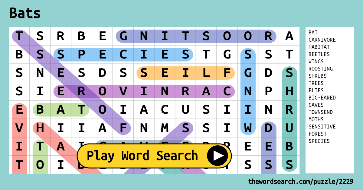 Bats Word Search