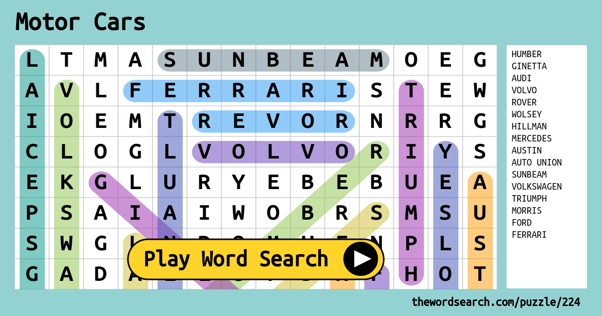 motor-cars-word-search