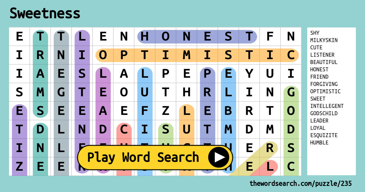 Sweetness Word Search