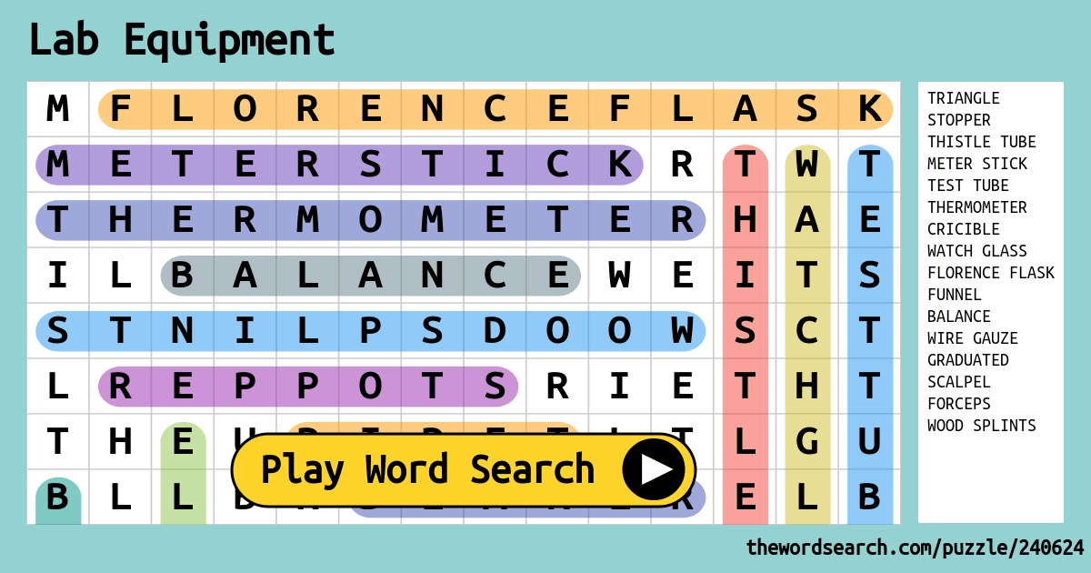 Word Search Lab Equipment