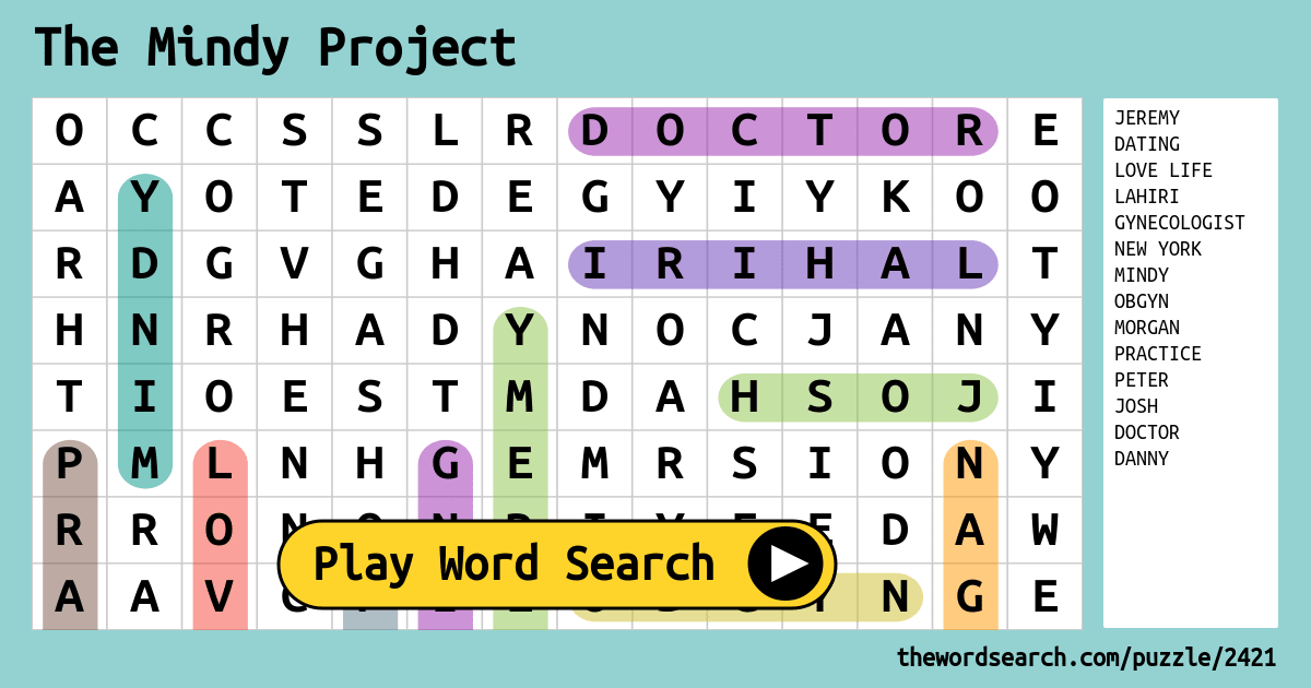 Download Word Search On The Mindy Project Download Word Search On The Mindy Project