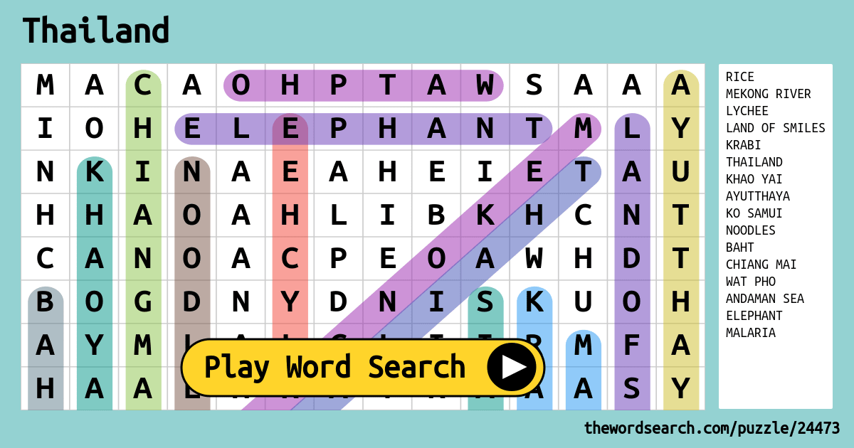 Thailand Word Search