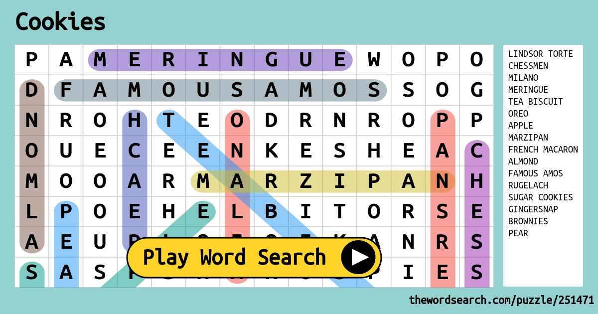 Cookie Word Search Game