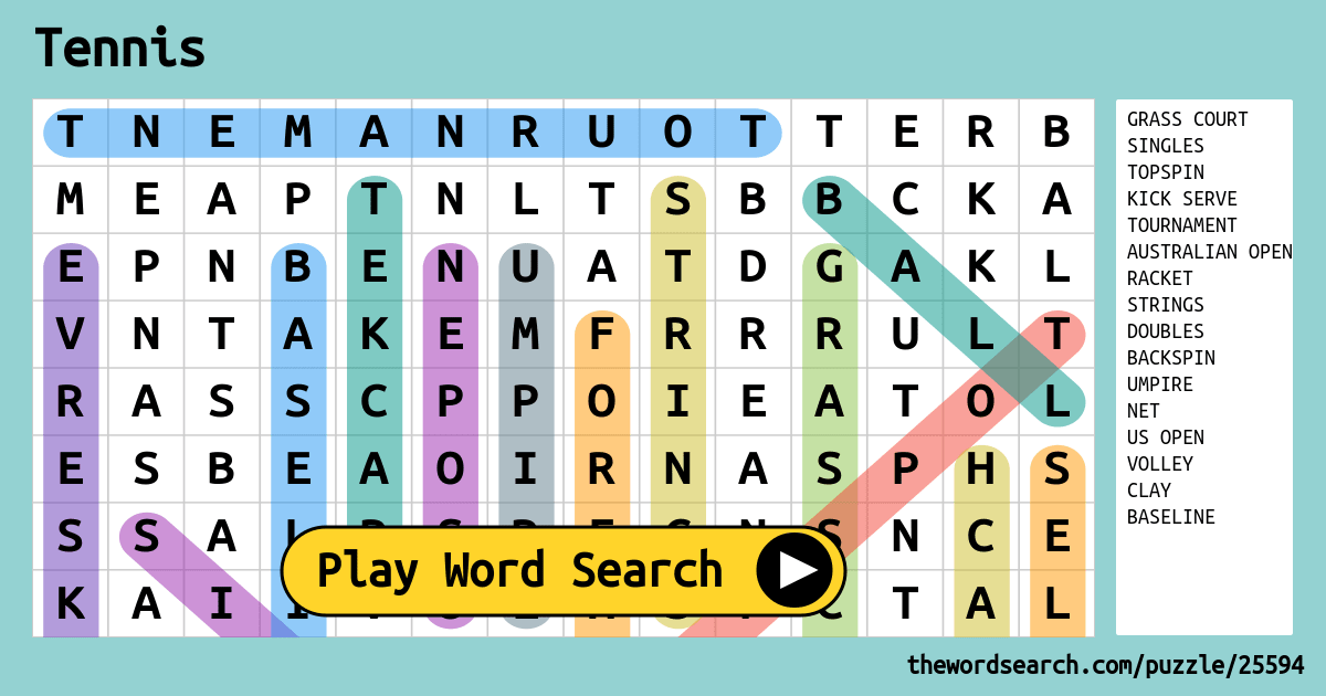 Tennis Word Search