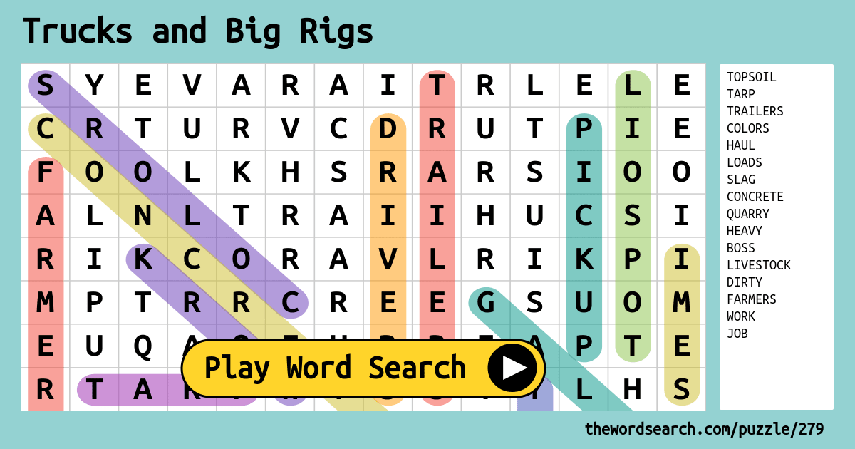 trucks-and-big-rigs-word-search