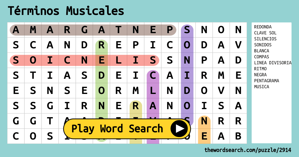 Términos Musicales Word Search