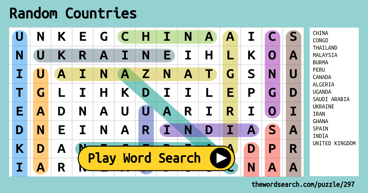 download word search on random countries