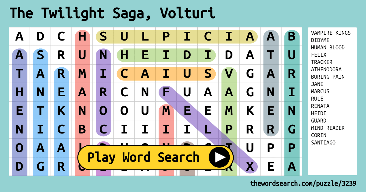 Download Word Search On The Twilight Saga Volturi