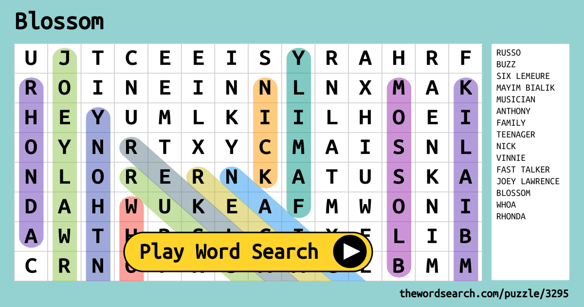 Blossom Word Search Blossom Word Search