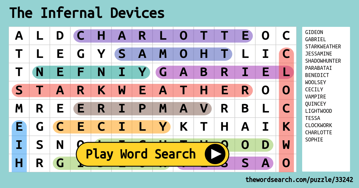 The Infernal Devices Word Search