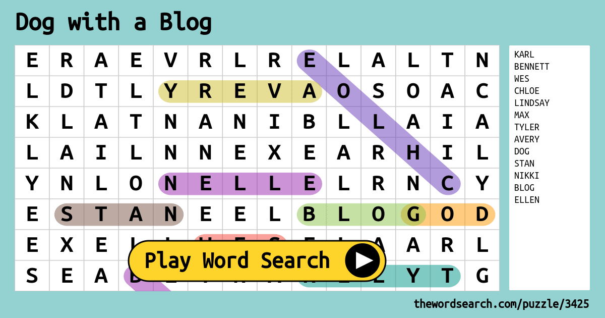 Download Word Search On Dog With A Blog