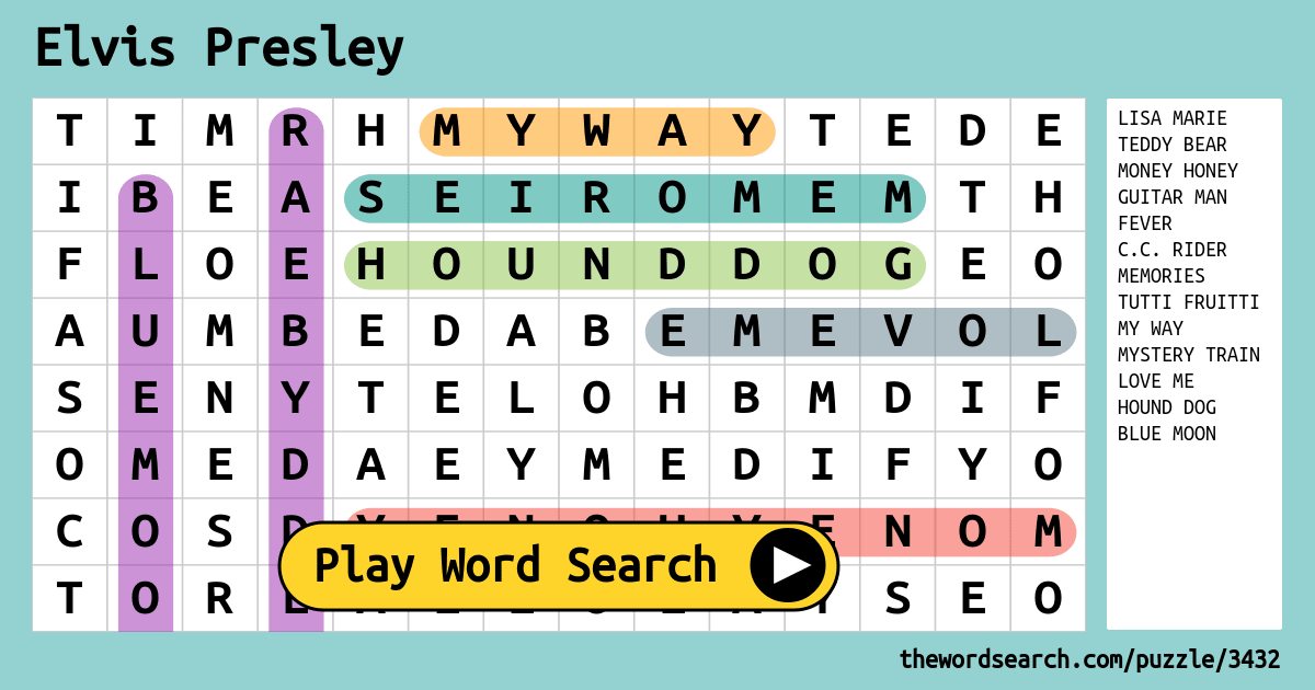 Elvis Presley Word Search