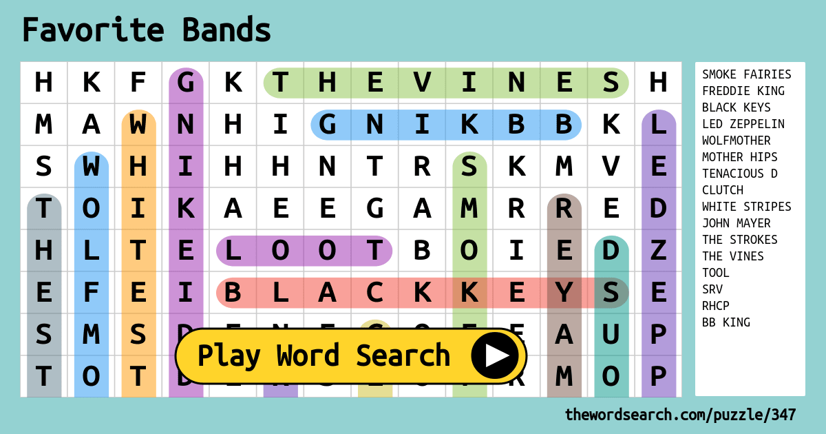 favorite-bands-word-search