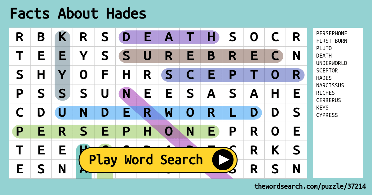 Facts About Hades Word Search