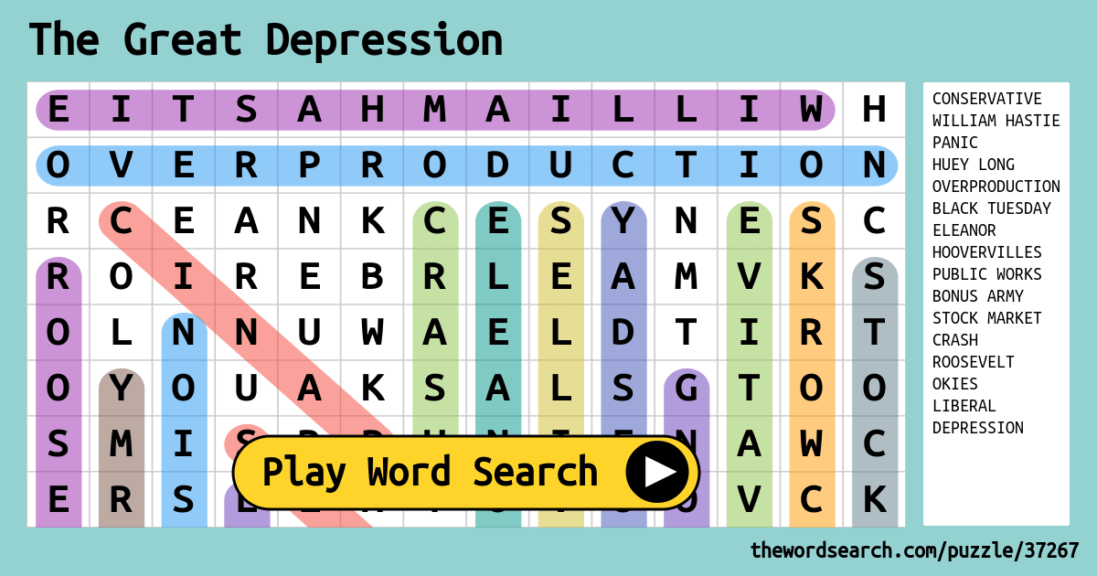 the-great-depression-word-search