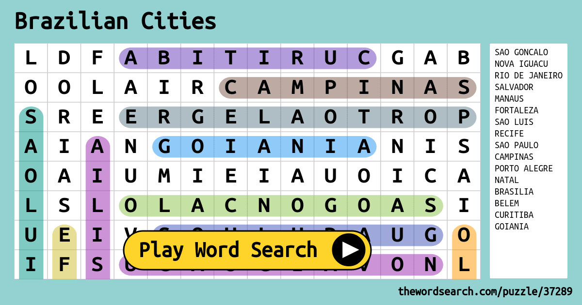 Brazilian Cities Word Search