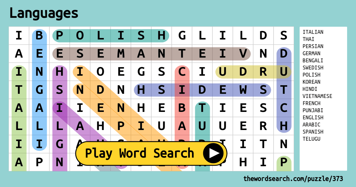 languages word search