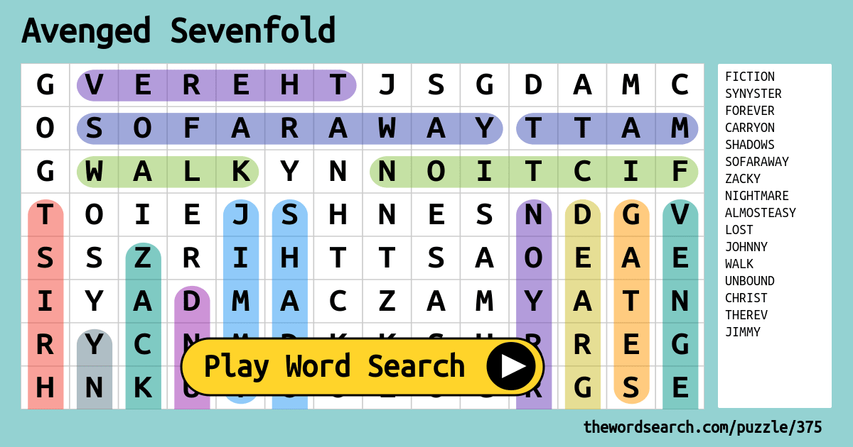 avenged-sevenfold-word-search