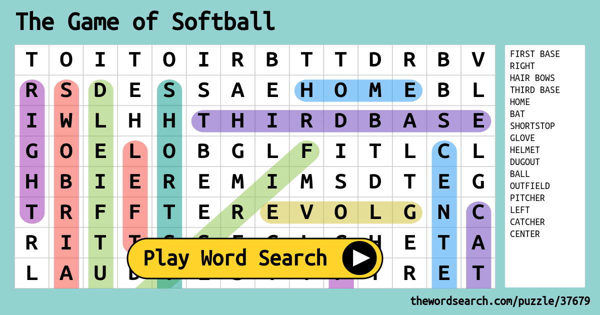 Download Word Search on The Game of Softball