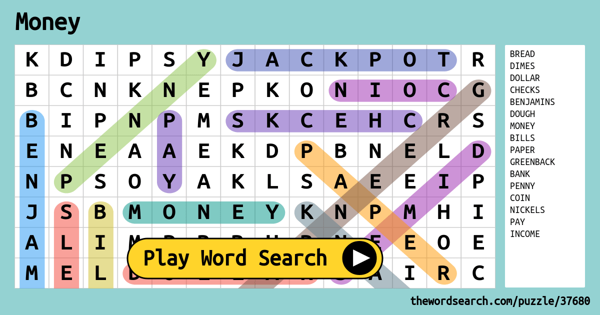 Word Search Money Vocabulary