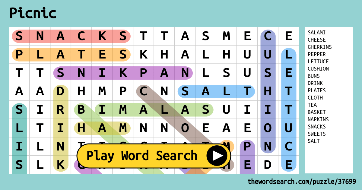 Picnic Word Search