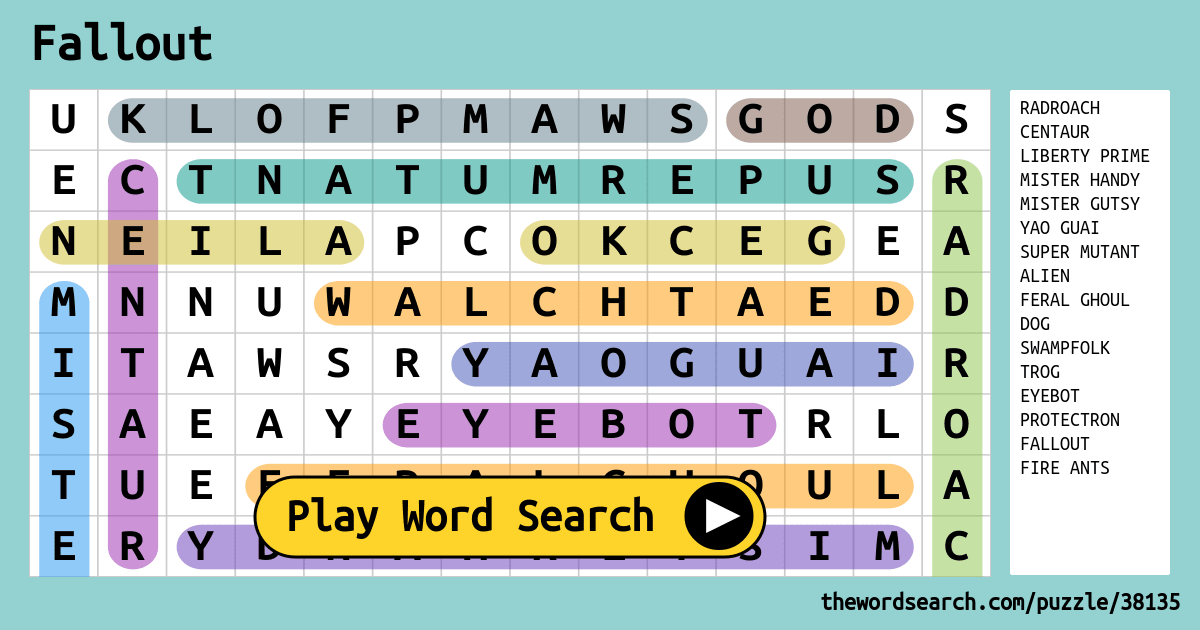 Fallout Word Search