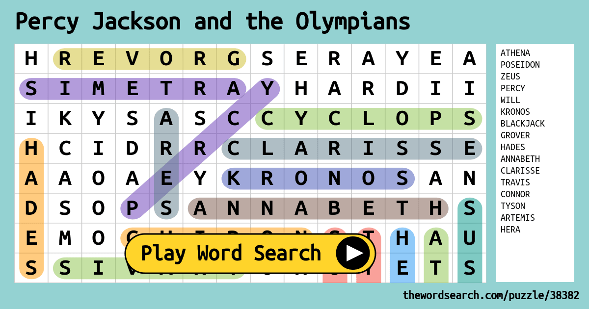 percy jackson and the olympians word search