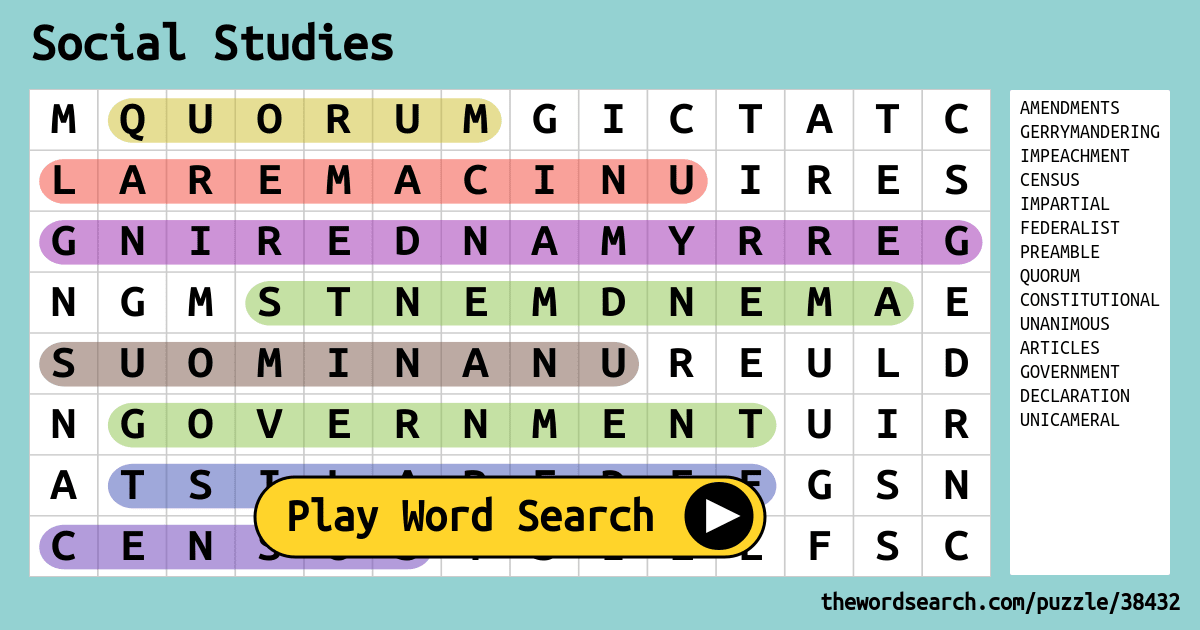 Social Studies Word Search