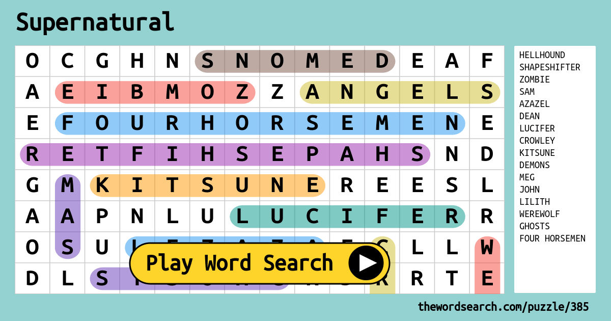 Supernatural Word Search