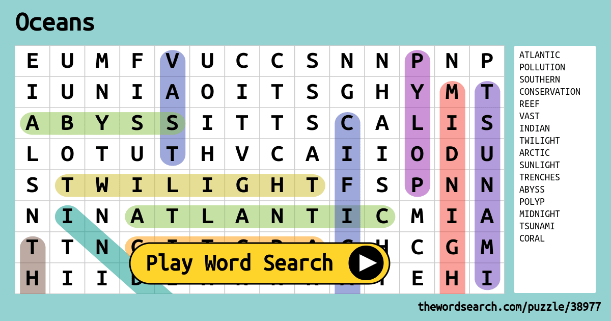 Oceans Word Search