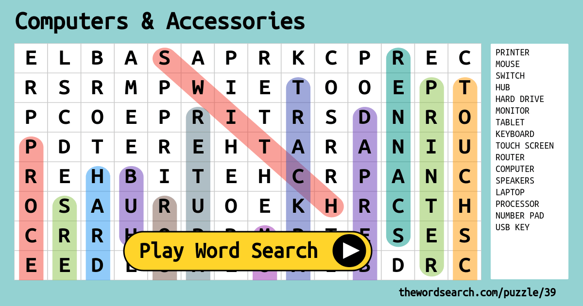 Computers & Accessories Word Search