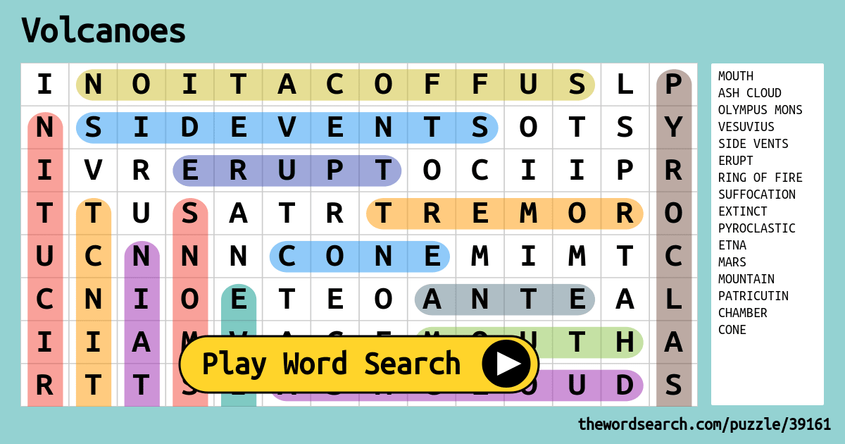 Download Word Search On Volcanoes