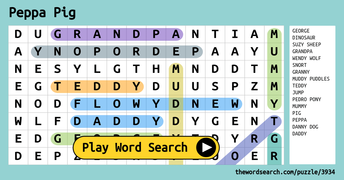 Download Word Search On Peppa Pig