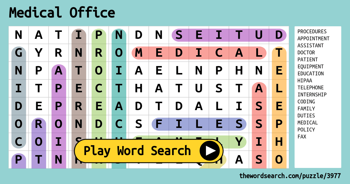 medical office word search