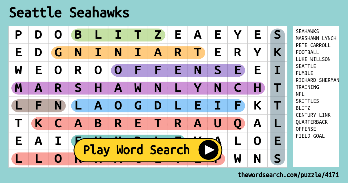 Seahawks Schedule Printable - Printable Word Searches