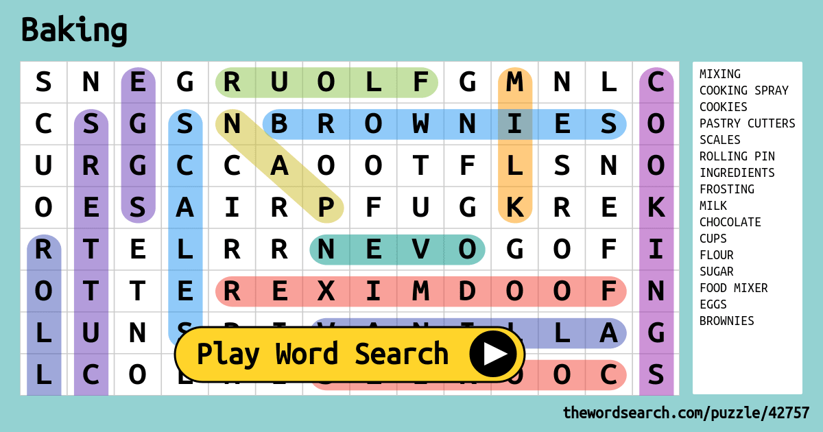 Baking Word Search