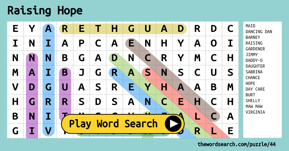 Raising Hope Word Search