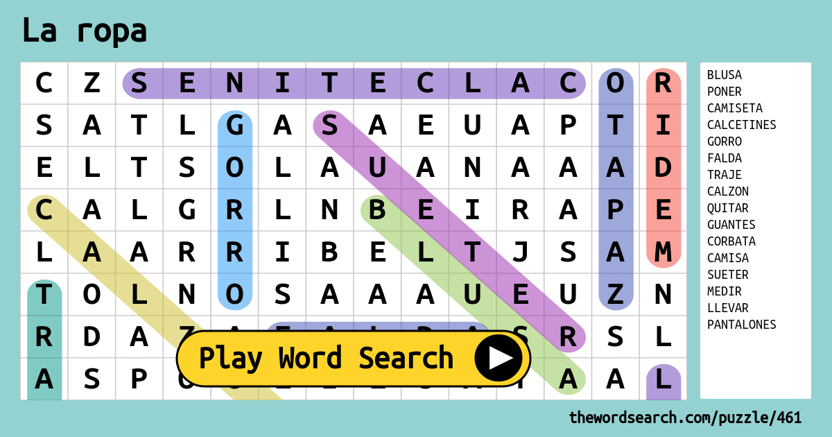 La Ropa Word Search